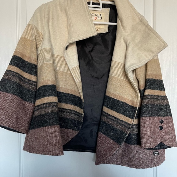 Billabong Cream button coat wool coat - Picture 3 of 3